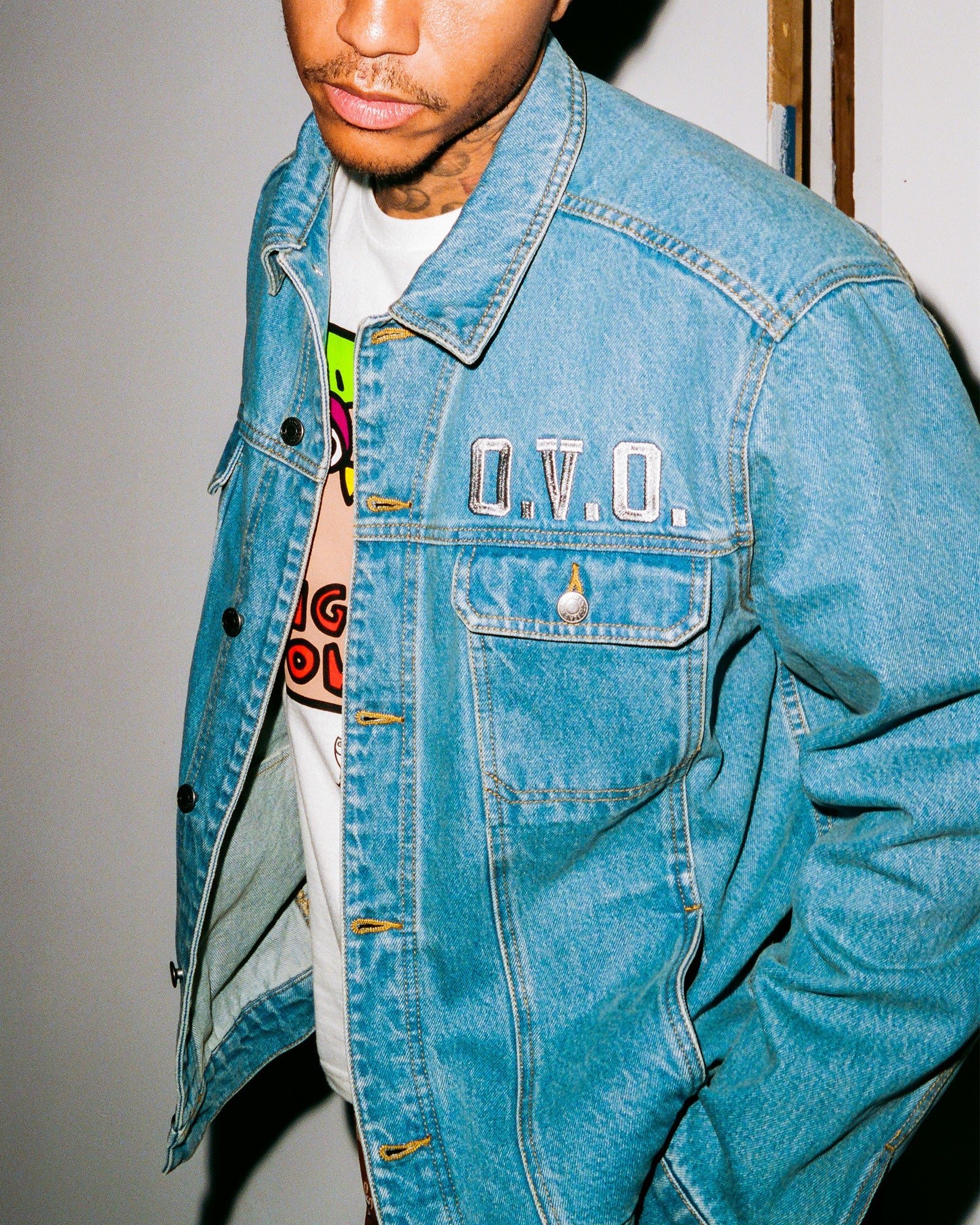 OVO® / Keith Haring Denim Trucker Jacket - Washed Indigo IMAGE #2