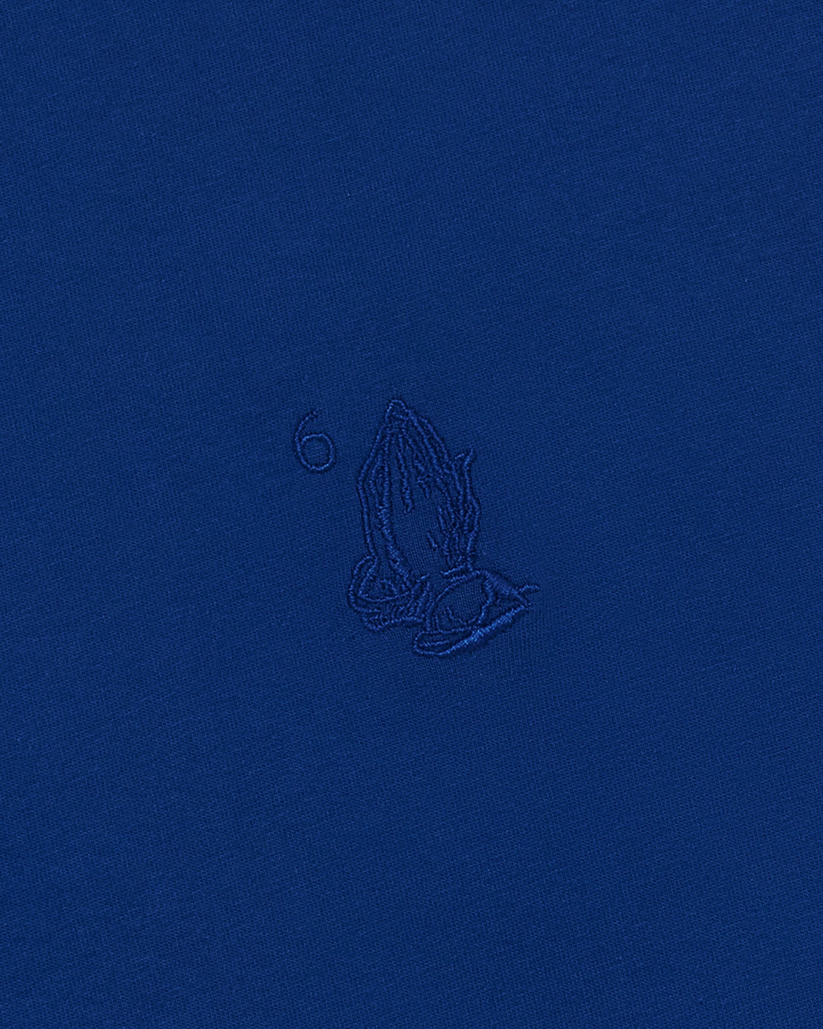 6 God Embroidered T-Shirt - Blue IMAGE #3
