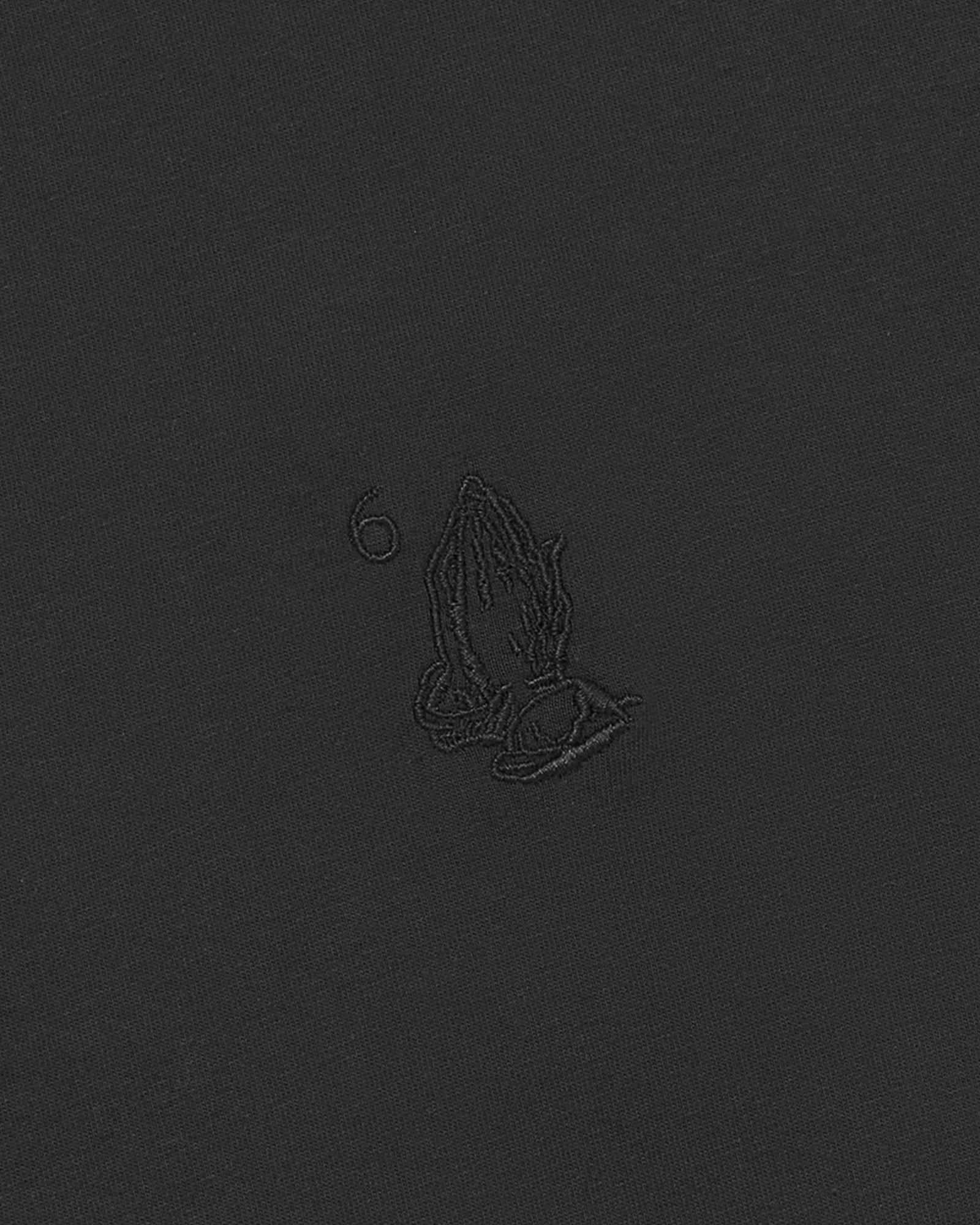 6 God Embroidered T-Shirt - Garment Dye Black IMAGE #3