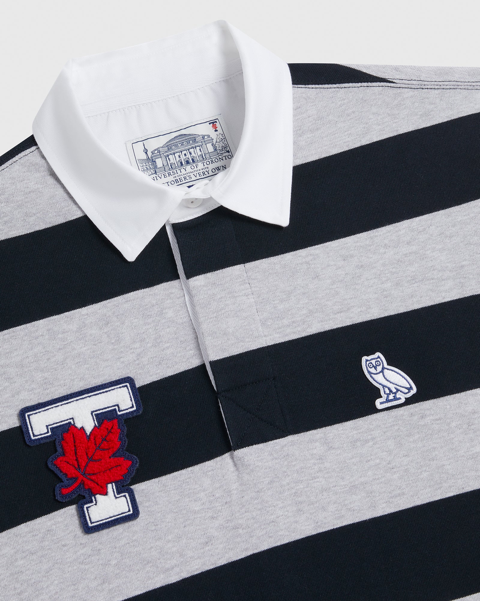 U Of T Striped Rugby Polo - Navy/Heather Grey IMAGE #4